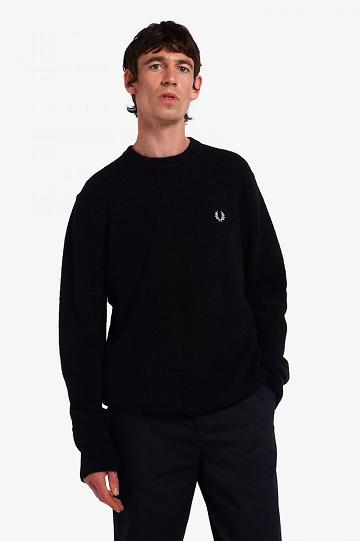 Dzianina Fred Perry Alpaca Blend Jumper Męskie Czarne | PL 1277DFMN